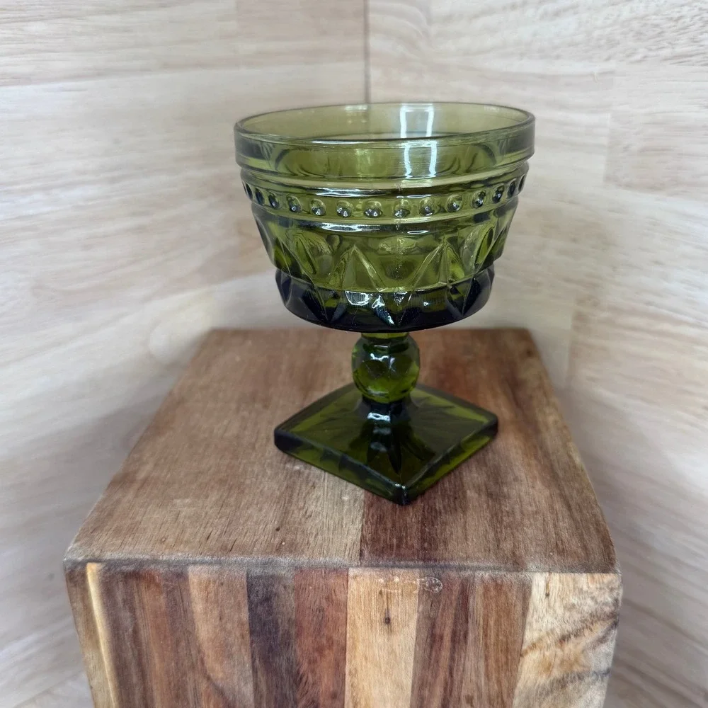 Indiana COLONY Park Lane Green Champagne Sherbet Glass MID century Modern‎